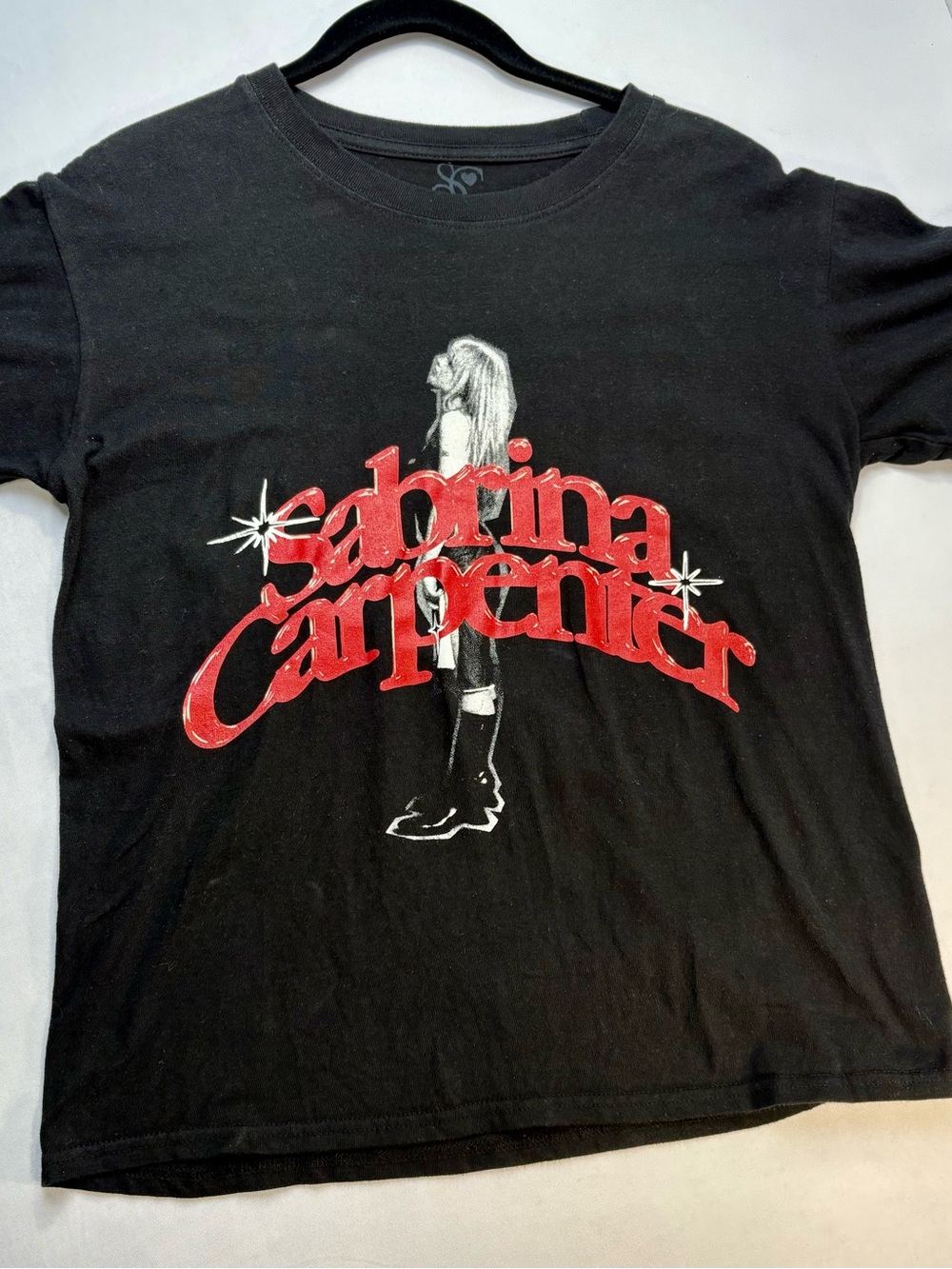 Sabrina Carpenter Graphic Tee in Black with Red Logo